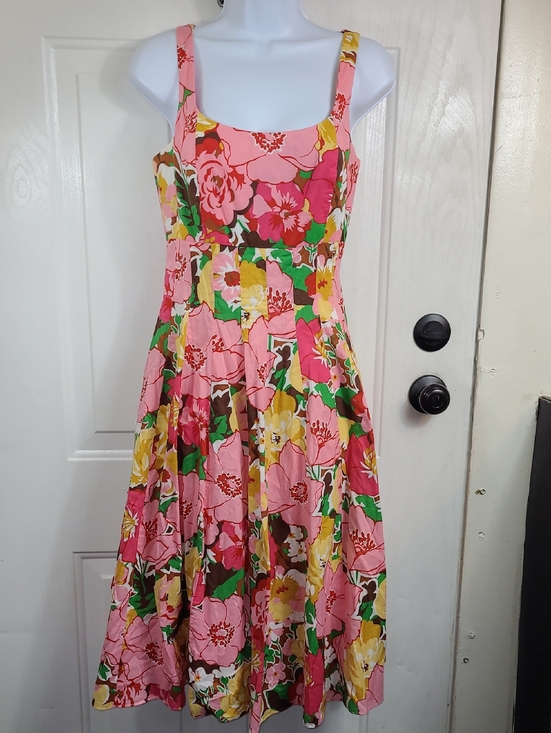 Talbots Dresses & Skirts - Talbots Pink Floral Midi Dress with Yellow & Green Accents